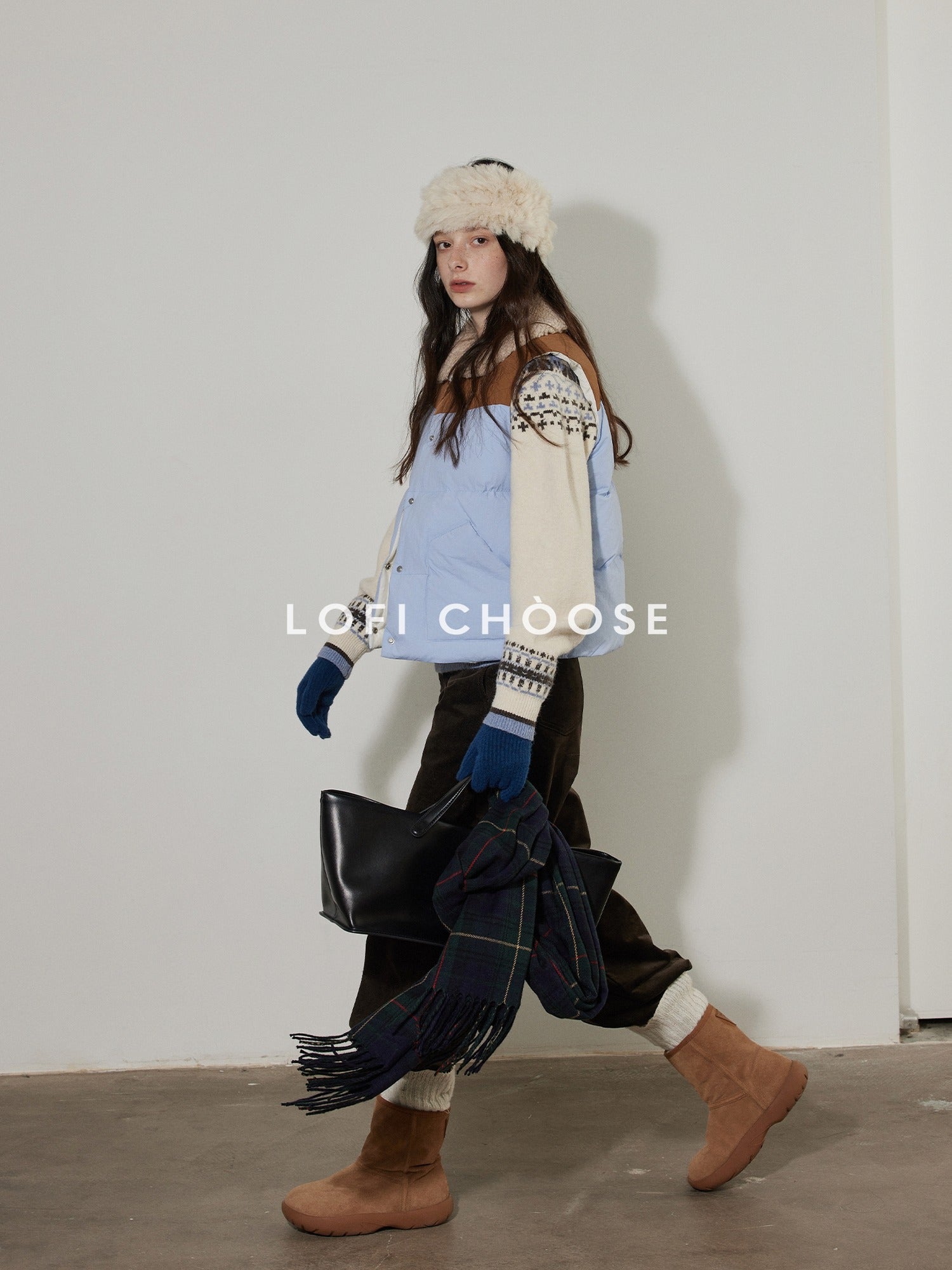Lofi choose Cozy Heavyweight Office Relaxed Fit Long Sleeve Cream Pullover Sweaters