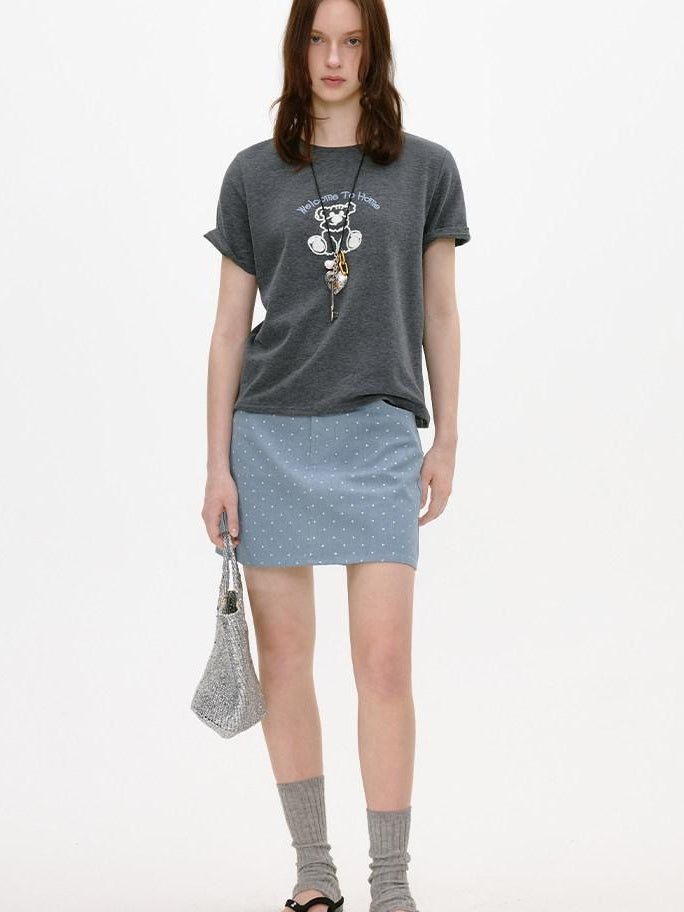 fano Soft Stretch Cotton Printed Round Neck Korean Relaxed Fit Short Sleeve T-Shirts