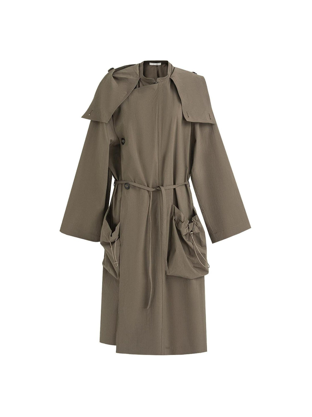 unspoken Viscose Blend Loose Fit Single Breasted Minimalist For Women Brown Long Coats