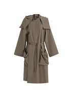unspoken Viscose Blend Loose Fit Single Breasted Minimalist For Women Brown Long Coats
