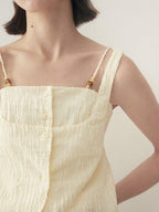 someonesometimes Button Detail Workwear Straight Fit Stretch Almond Beige Camisoles