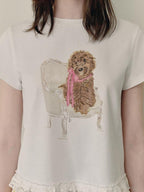 fano Cotton Blend Animal Print Slim Cropped Round Neck Short Sleeve T-Shirts