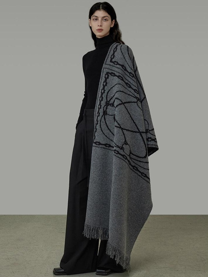 unspoken Cozy Double Sided Geometric Long Rectangular Warm Women Youth Polyester Scarves