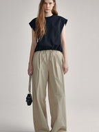 fano High Waist Tailored Minimalist Commuter Nylon Blend Pockets Straight Pants