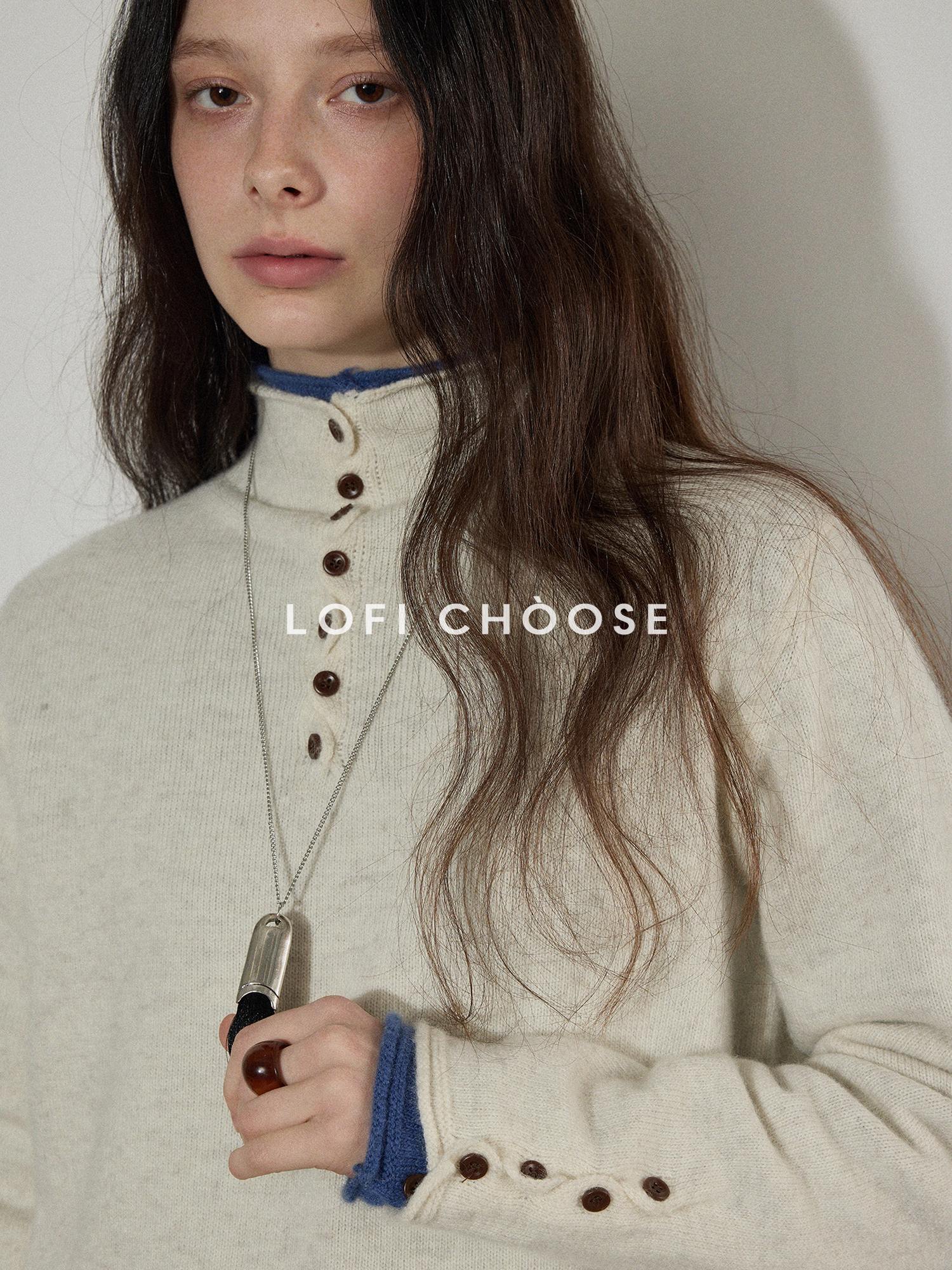 Lofi choose Soft Wool Rabbit Hair Blend Commuter Loose Rolled Hem Turtleneck Women Sweaters