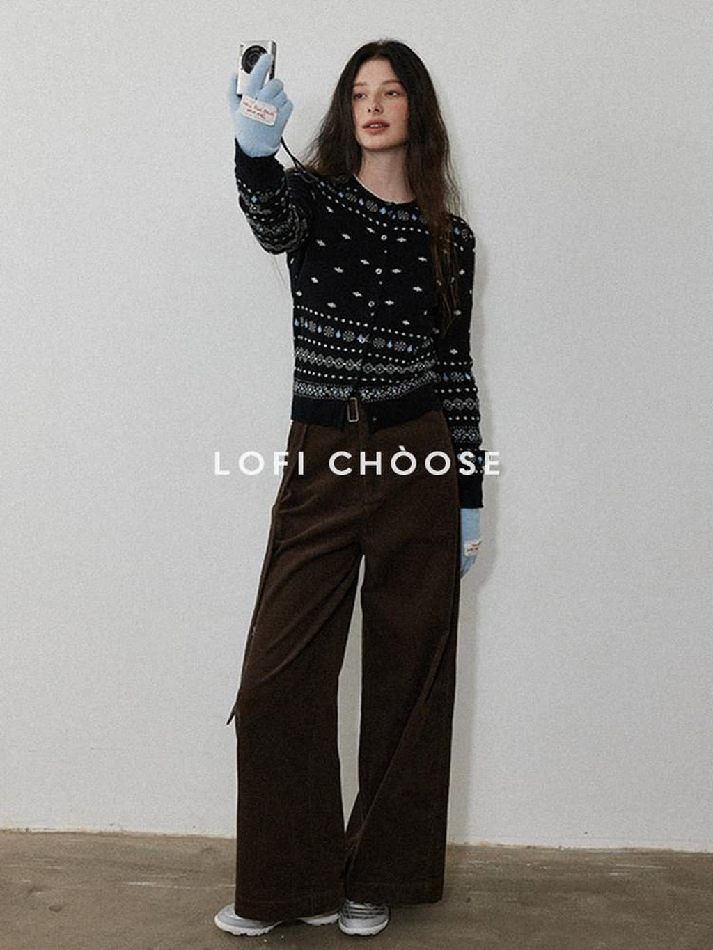 Lofi choose Lightweight Buttoned Round Neck Long Sleeve Office Womens Black Knit Cardigans