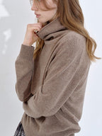 fano Soft Breathable Lambswool Cashmere Cowl Neck Relaxed Knit Pullover Sweaters