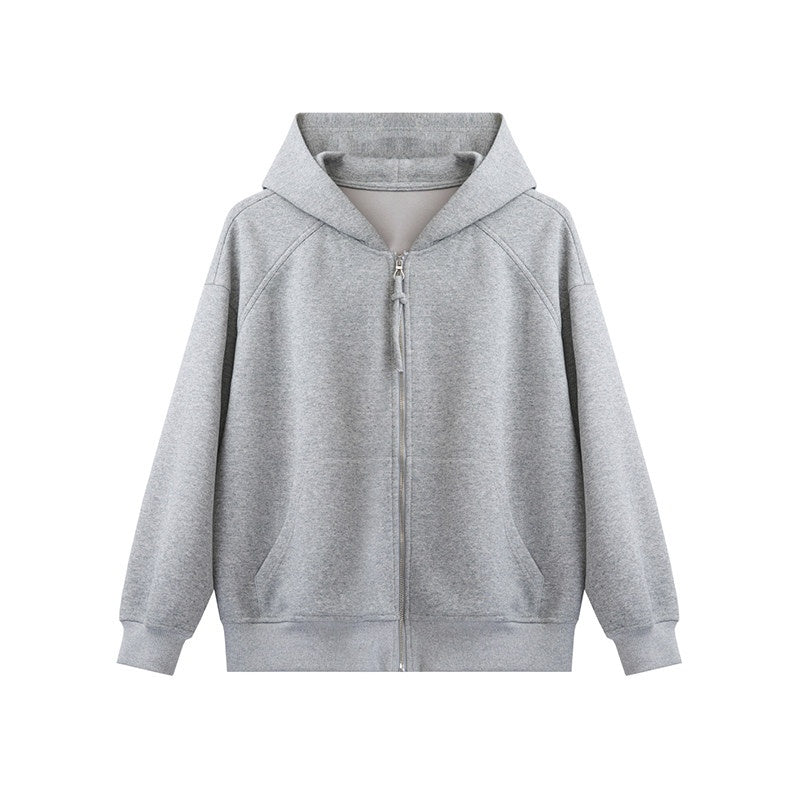 fano_Hooded_Zip_Cotton_Blend_Loose_Fit_Minimalist_Commuter_Gray_Top_&_Skirt_Sets_MISSTT