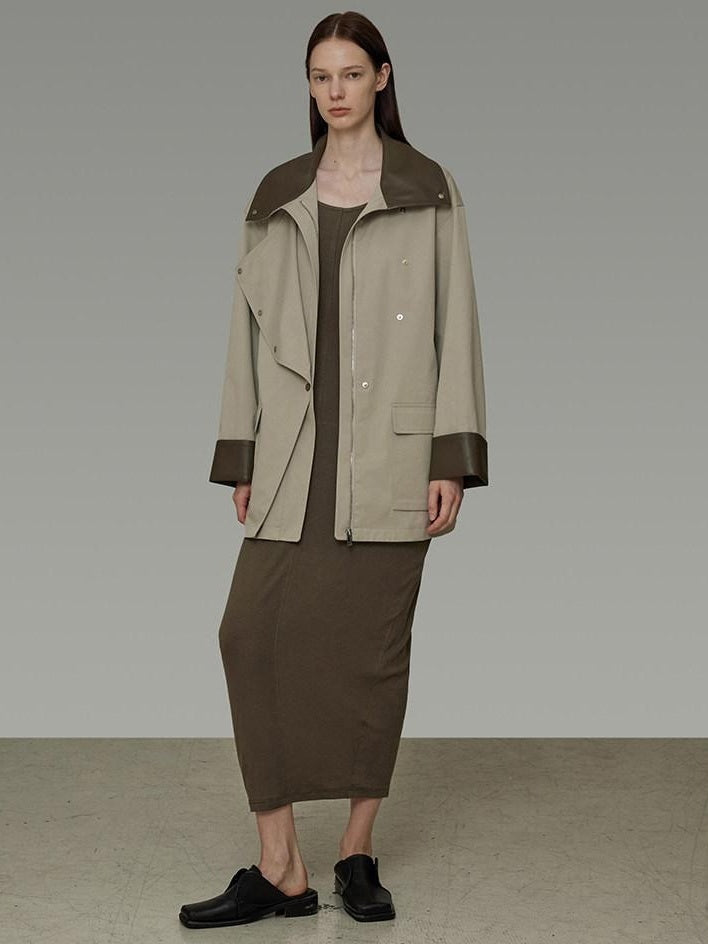 unspoken Pure Cotton Loose Mid Length Single Breasted Women Commuter Khaki Trench Coats