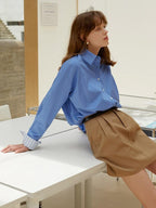 fano Skin Friendly Breathable Cotton Minimalist Loose Fit Women Button Solid Shirts