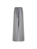 unspoken Breathable High Rise Tie Waist Office Solid Light Gray Poly Blend Wide Leg Pants