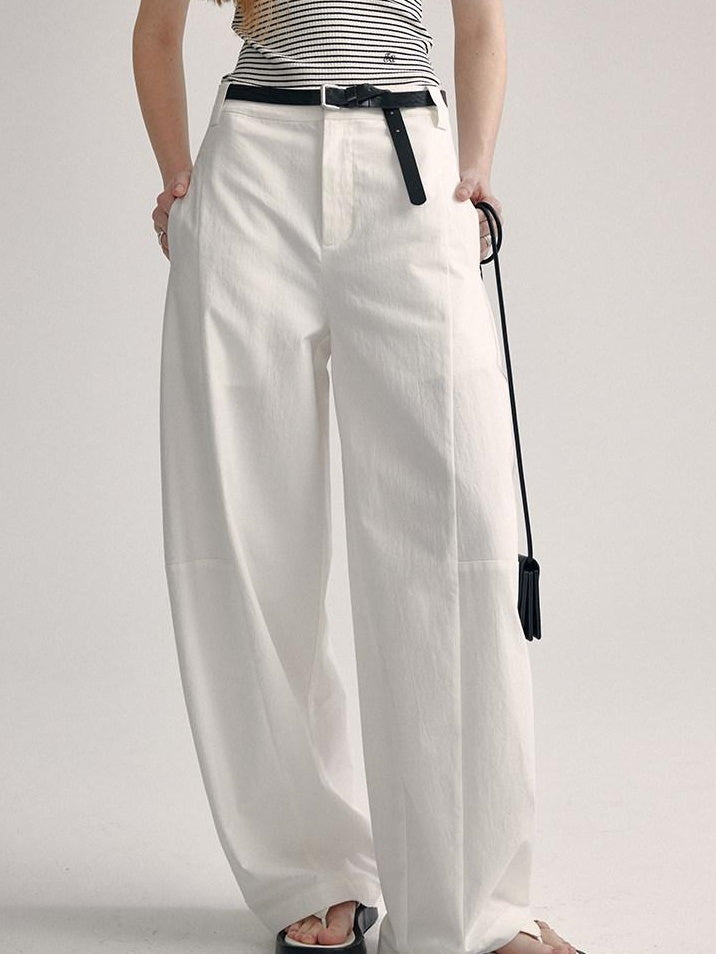 fano High Waist Sculpted Minimal Office Women Curved Pockets Rayon Wide Leg Pants