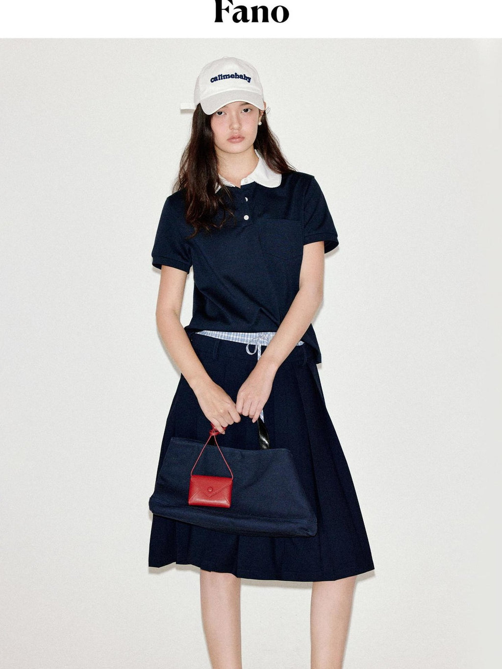 fano Patchwork Slim Korean Henley Neck Cross Navy Short Sleeve T-Shirts