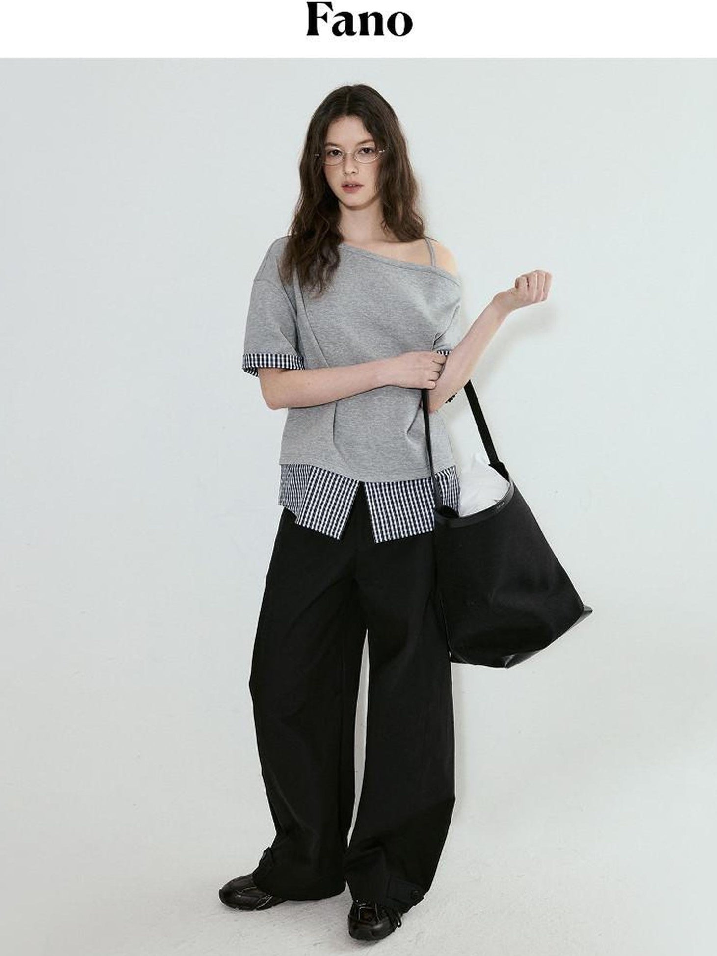 fano Cotton Blend Loose Korean Women Half Sleeve Bardot Off Shoulder Crop Tops