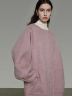 unspoken Pure Wool Loose Fit Minimal Office Midlength Single Button Women Wool Coats