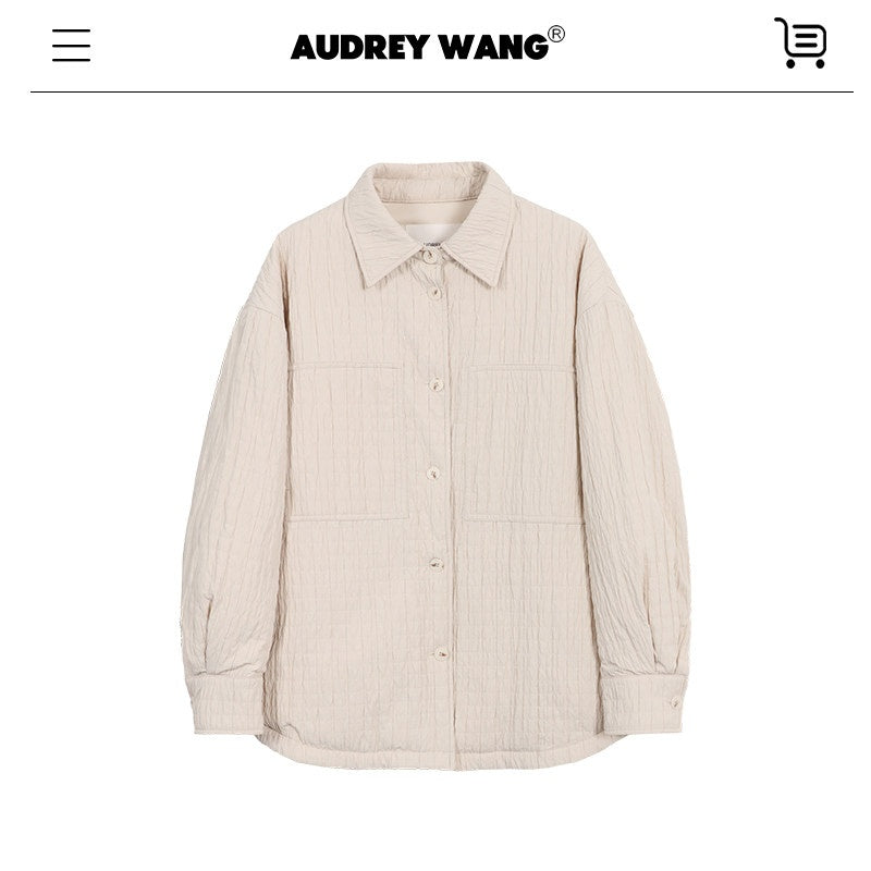 audreyyang_90%_White_Duck_Down_Warm_Embossed_Loose_Fit_Turn_Down_Collar_Down_Jackets_MISSTT