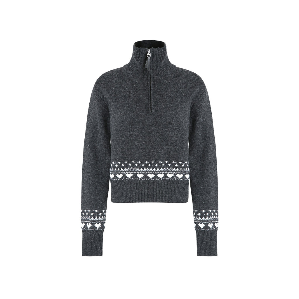 fano_Wool_Blend_Half_Zip_Turtleneck_Loose_Fit_Commuter_Women_Deep_Gray_Sweaters_MISSTT