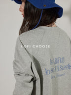 Lofi choose Soft 100 Percent Cotton Relaxed Raglan Lettered Print Women Long Sleeve T-Shirts