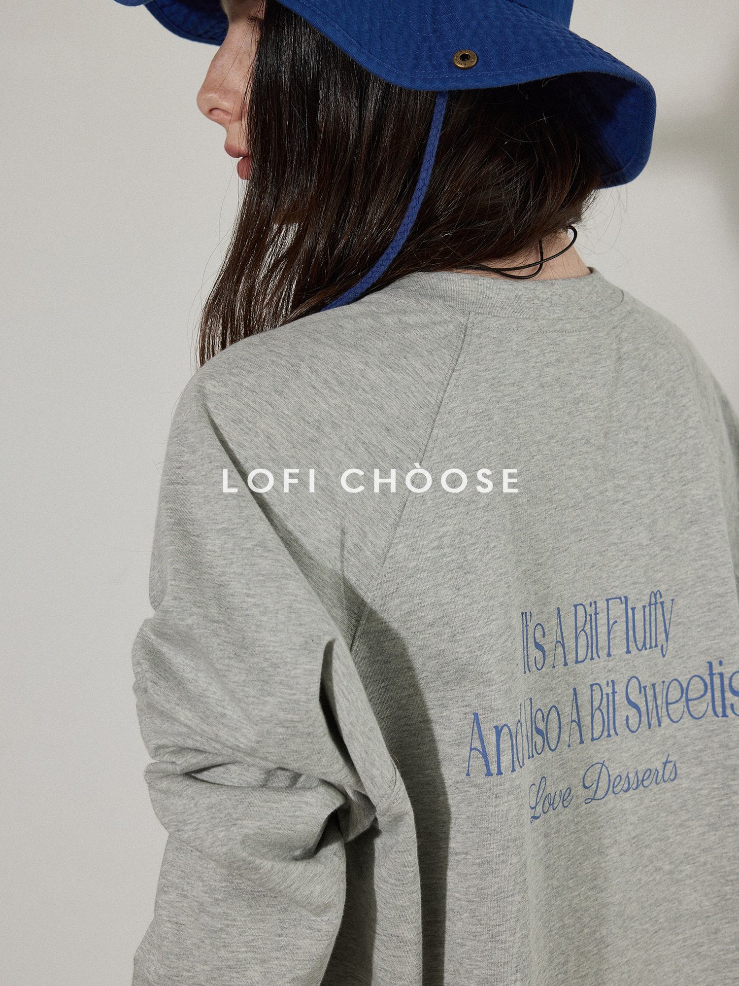 Lofi choose Soft 100 Percent Cotton Relaxed Raglan Lettered Print Women Long Sleeve T-Shirts