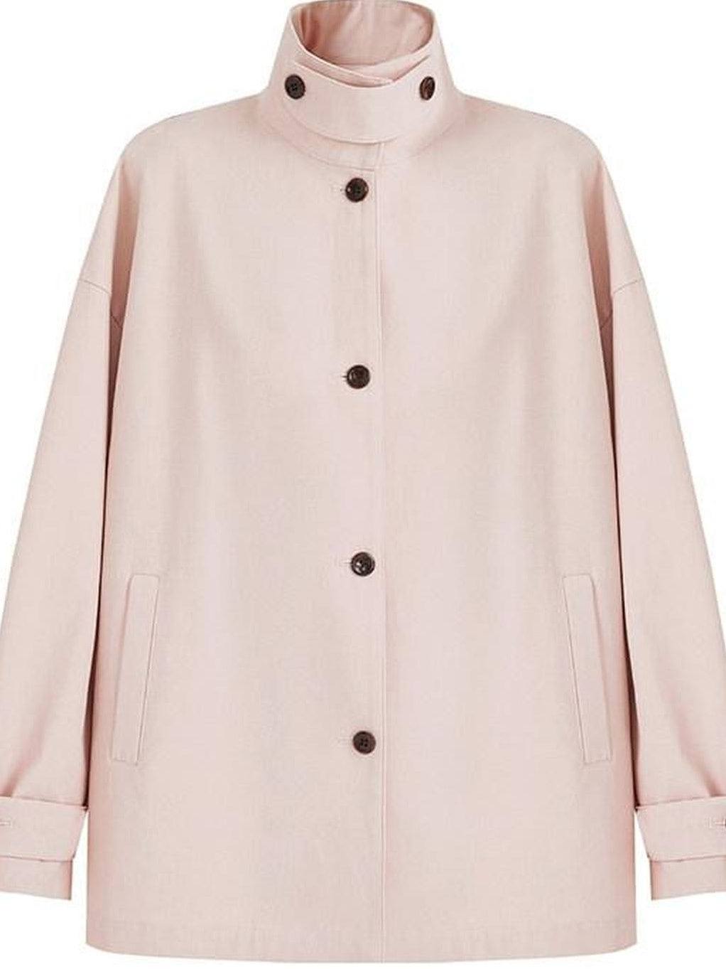 fano Peach Pink Cotton Lined Korean Loose Short Single Breasted Women Trench Coats