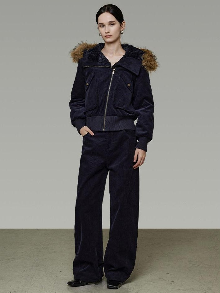 unspoken Thick Cotton Hooded Oversized Minimal Commuter Navy Zippered Puffer Jackets