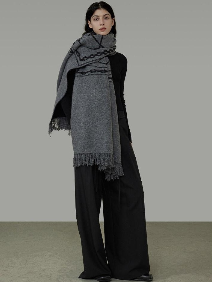 unspoken Cozy Double Sided Geometric Long Rectangular Warm Women Youth Polyester Scarves