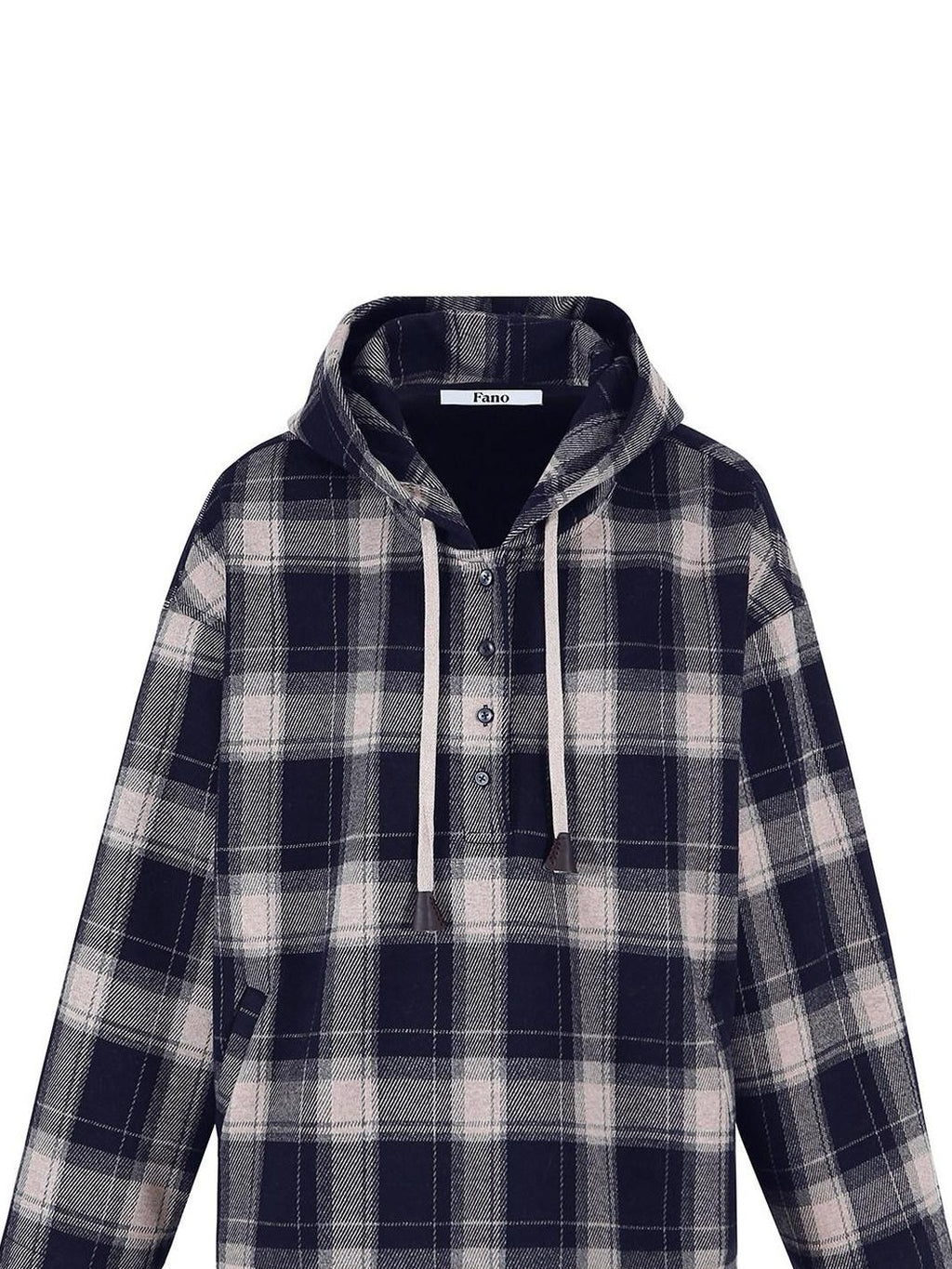 fano Soft Stretch Polyester Blend Cozy Relaxed Fit Plaid Pullover Women Hoodie