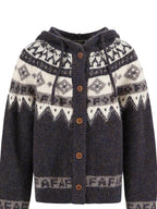 fano Cozy Hooded Jacquard Loose Fit Casual Long Sleeve Knit For Young Women Cardigans