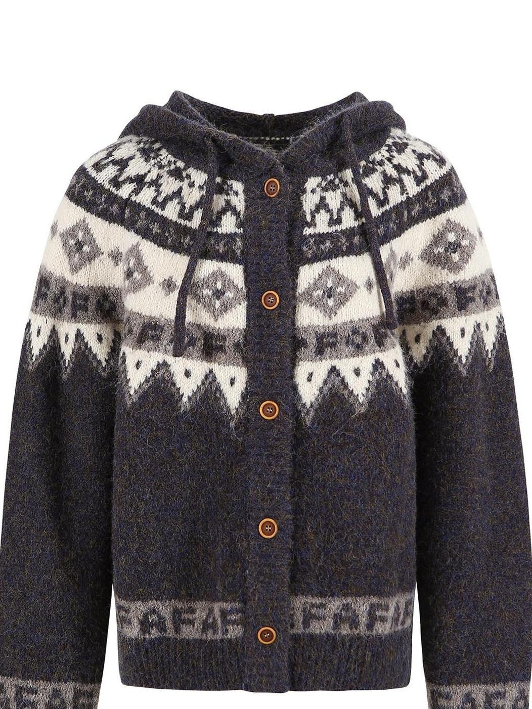 fano Cozy Hooded Jacquard Loose Fit Casual Long Sleeve Knit For Young Women Cardigans