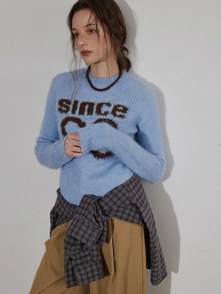 Lofi choose Soft Knit Relaxed Crewneck Pullover Women Commuter Cloud Blue Sweaters