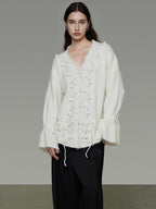 unspoken Breathable V-neck Drawstring Loose Casual Pullover Women Commuter Sweaters