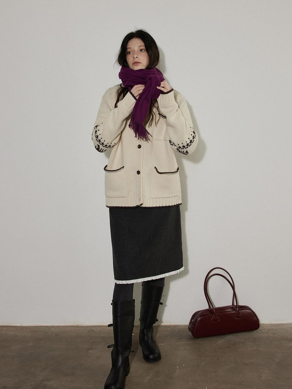 Lofi choose High Waist Office Ready Solid Panel Straight Loose Fit Women Midi Skirts