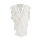 unspoken_Breathable_Linen_Blend_Sleeveless_V-neck_Tie_Front_Loose_Fit_Work_White_Blouses_MISSTT