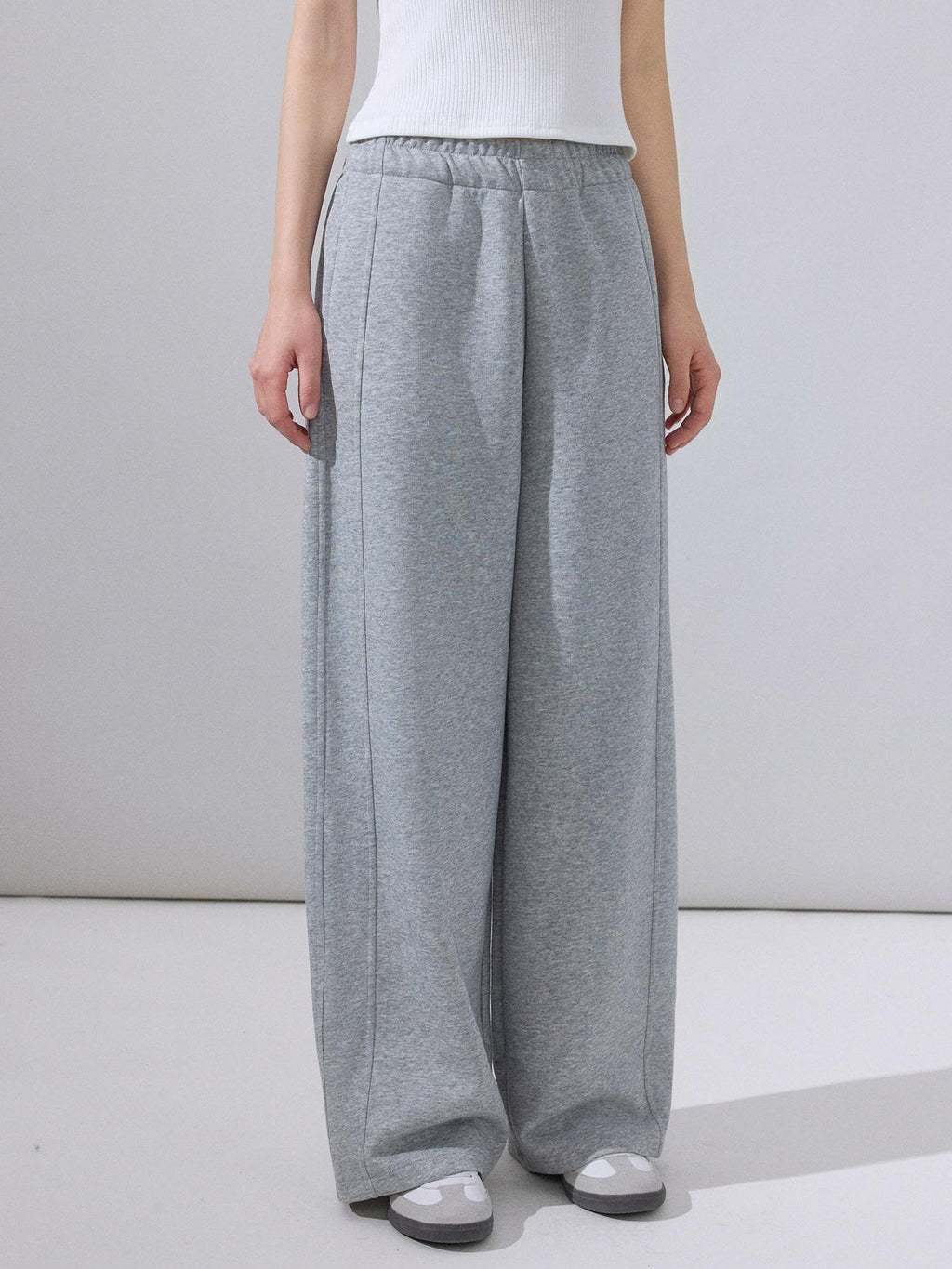 ikyou Durable Cotton Blend Relaxed Straight Leg Natural Waist Pockets Gray Sweatpants