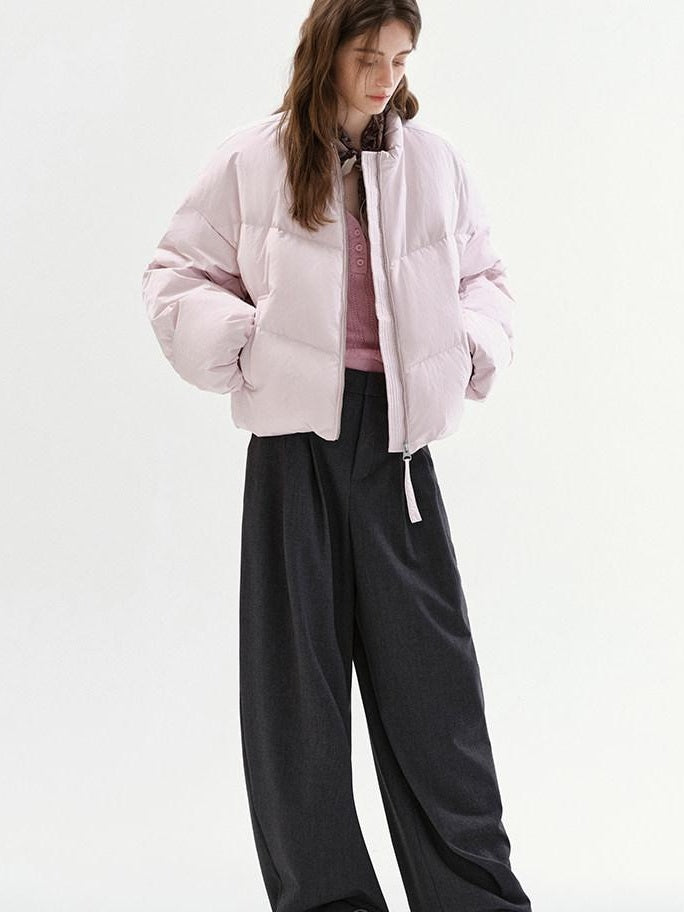 fano 90 Fill White Duck Down Warm Baseball Collar Casual Women Pink Down Jackets