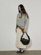 Lofi choose 100% Cotton Relaxed Crewneck Long Sleeve Women Commuter Gray Sweatshirt