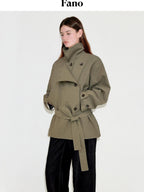 Double Breasted Khaki Korean Commuter Loose Mid Length Cotton Trench Coats