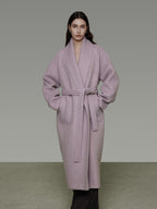 unspoken Cozy Thick Lambswool Midlength Loose Fit Minimalist Commuter Lavender Wool Coats