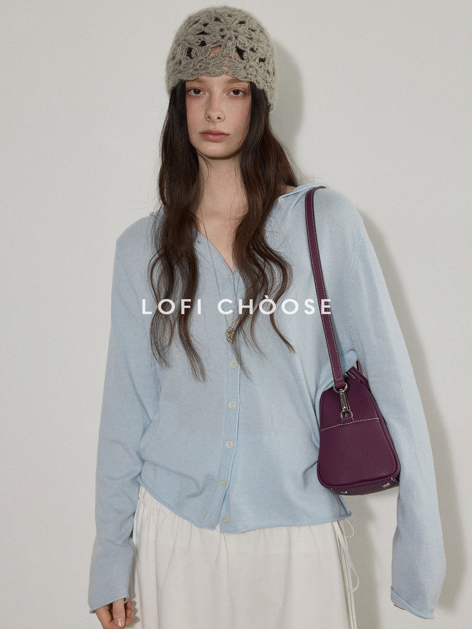 Lofi choose Soft Acrylic Blend Hooded Button Loose Fit Commuter Women Knit Cardigans