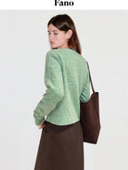 fano Thermal Workwear Straight Fit Crew Neck Green Button Front Women Cardigans