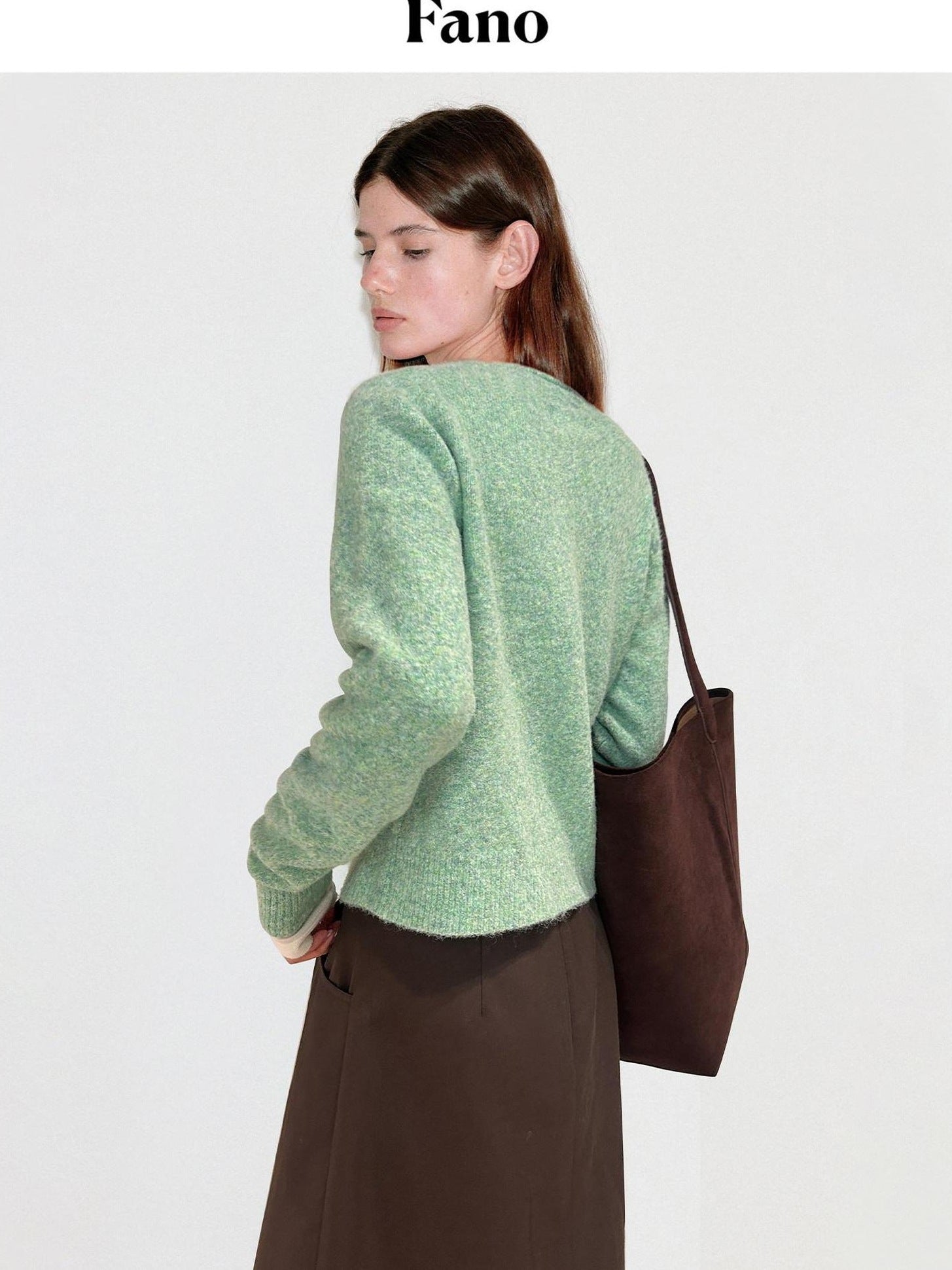 fano Thermal Workwear Straight Fit Crew Neck Green Button Front Women Cardigans