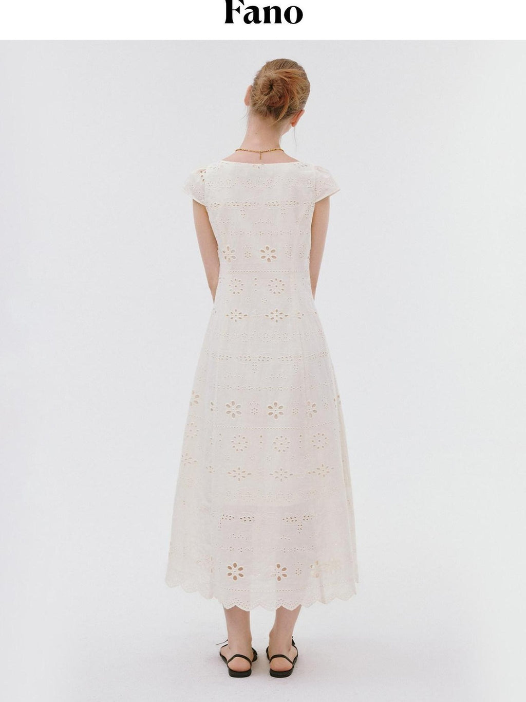 fano Breathable Cotton A Line Square Neck Short Sleeve Work White Maxi Dresses