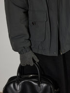 Lofi choose Warm Thick Loose Fit Commuter Zipper Long Sleeve Green Haze Gray Bomber Jackets