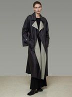 unspoken Minimal Commuter Long Double Breasted Loose Fit Women Black Olive Trench Coats
