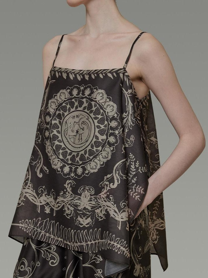 unspoken Resort Print Loose Fit Polyester Tank Women Lightweight Breathable Camisoles
