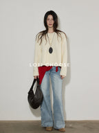 Lofi choose Soft Acrylic Commuter Loose Fit Solid Crewneck Women Knitwear Sweaters