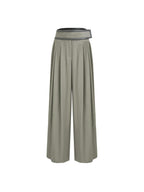 unspoken High Waist Breathable Lyocell Blend Minimal Office Moss Green Wide Leg Pants