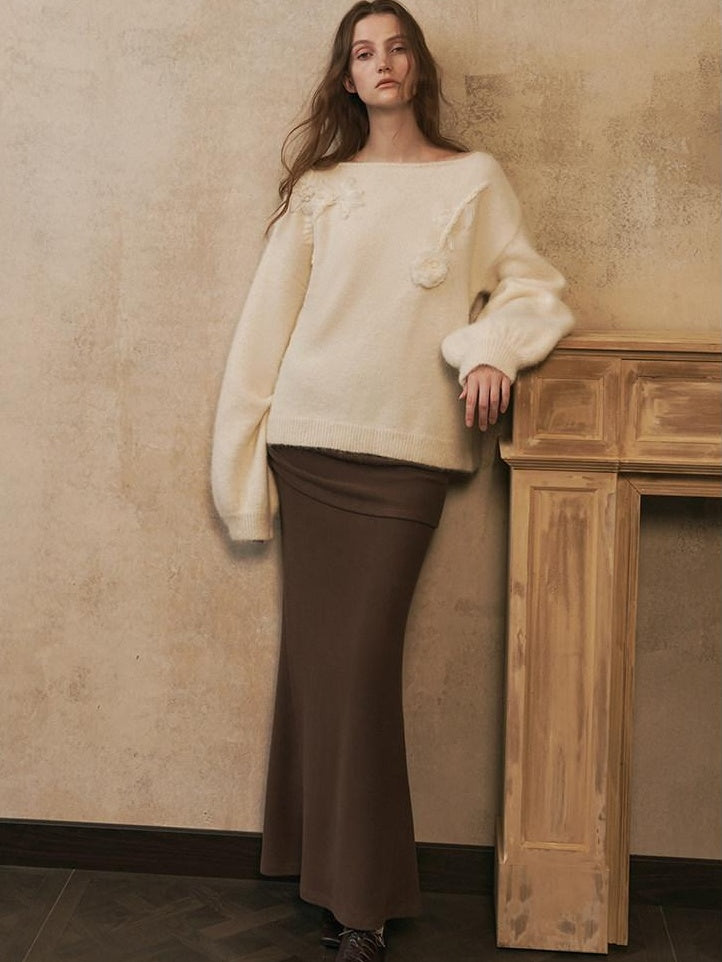 someonesometimes Flattering Mermaid Slim Fit Mid Rise Mocha Brown Knit Viscose Women Maxi Skirts