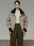 unspoken 90 White Duck Down Warm Loose Commuter Zip Lapel Women Down Jackets