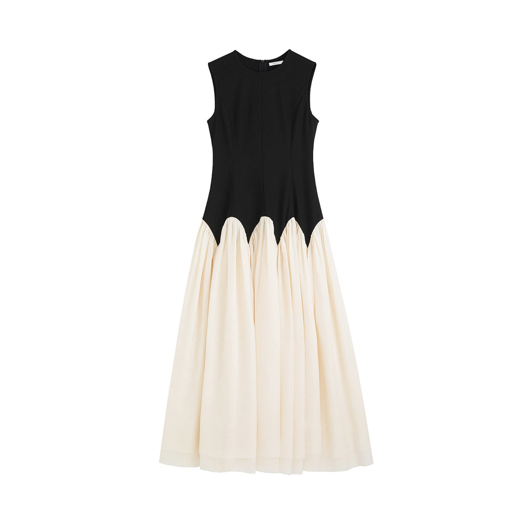unspoken_Colorblock_High_Waist_Minimalist_A_Line_Round_Neck_Office_Ready_Maxi_Dresses_MISSTT